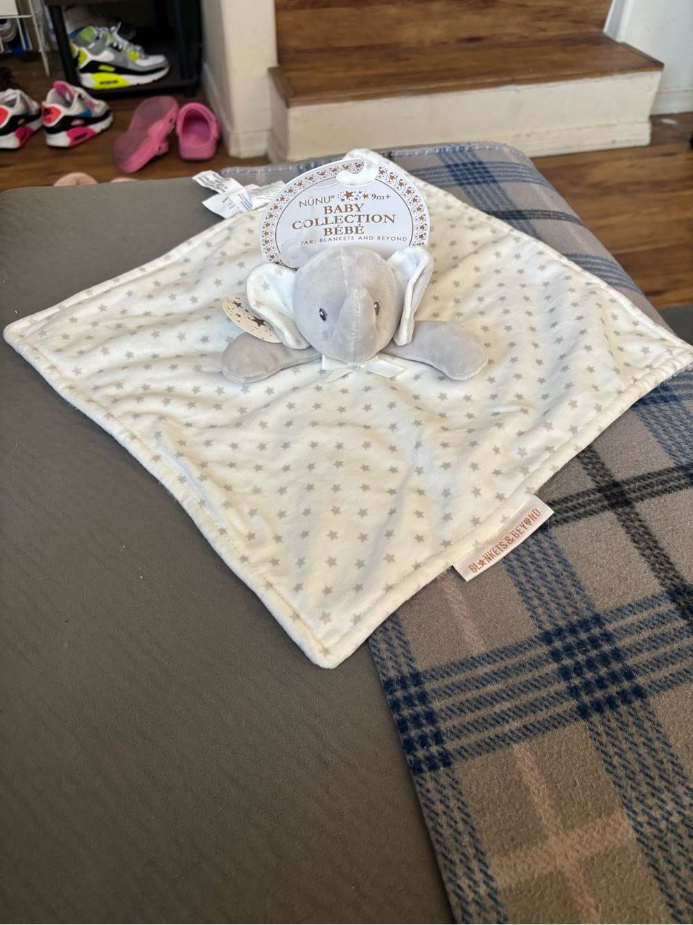 Baby Collection Grey Star Elephant Comforter - Soft Grey Lovey